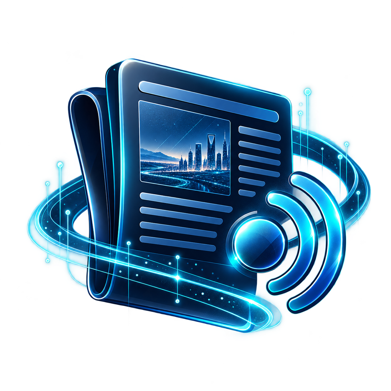 أيقونة أخبار رقمية وإشارات بث